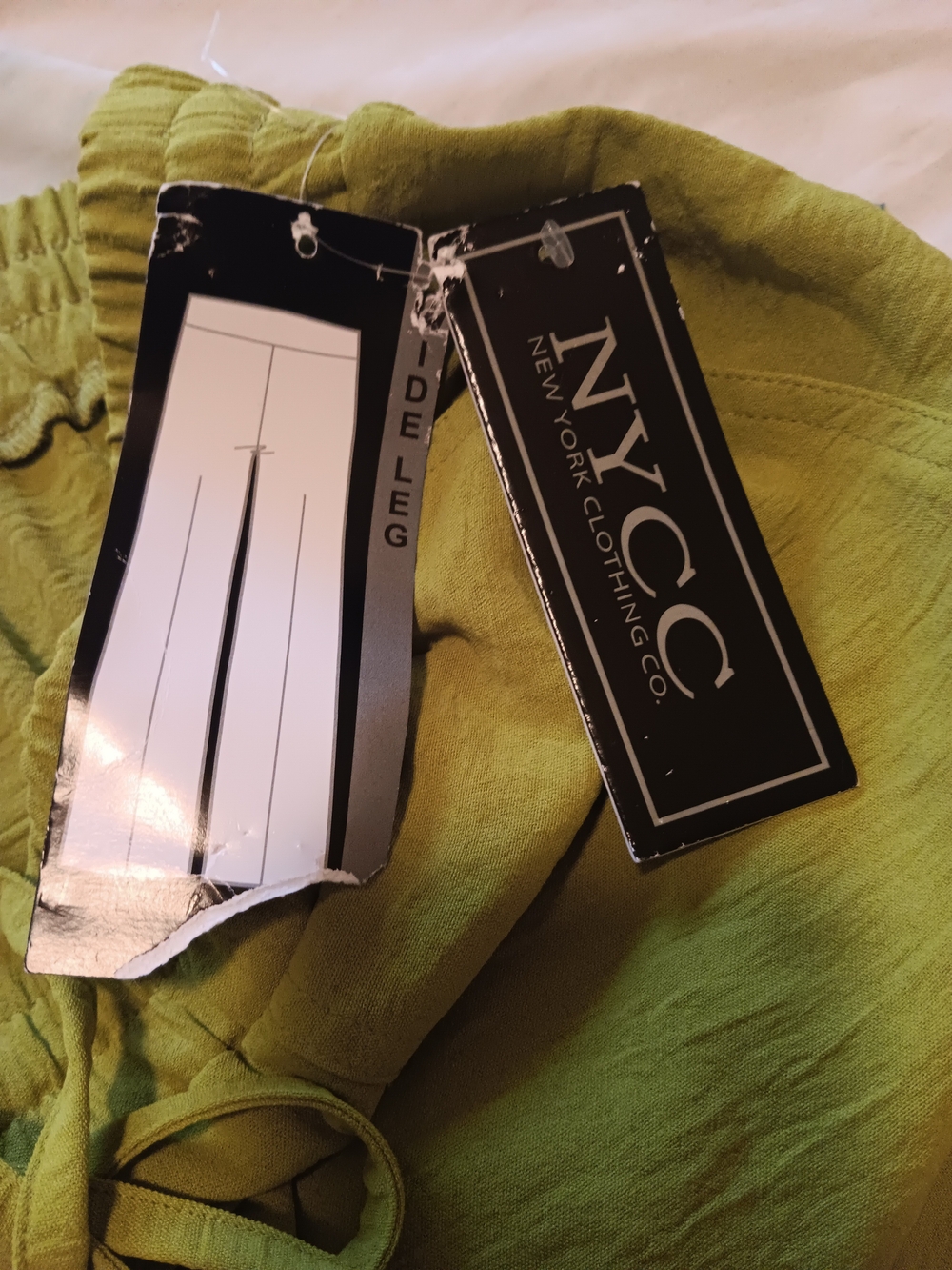 NYCC New York Clothing Co Olive Green Wide Leg Drawstring Pants NWT Large - Picture 5 of 6
